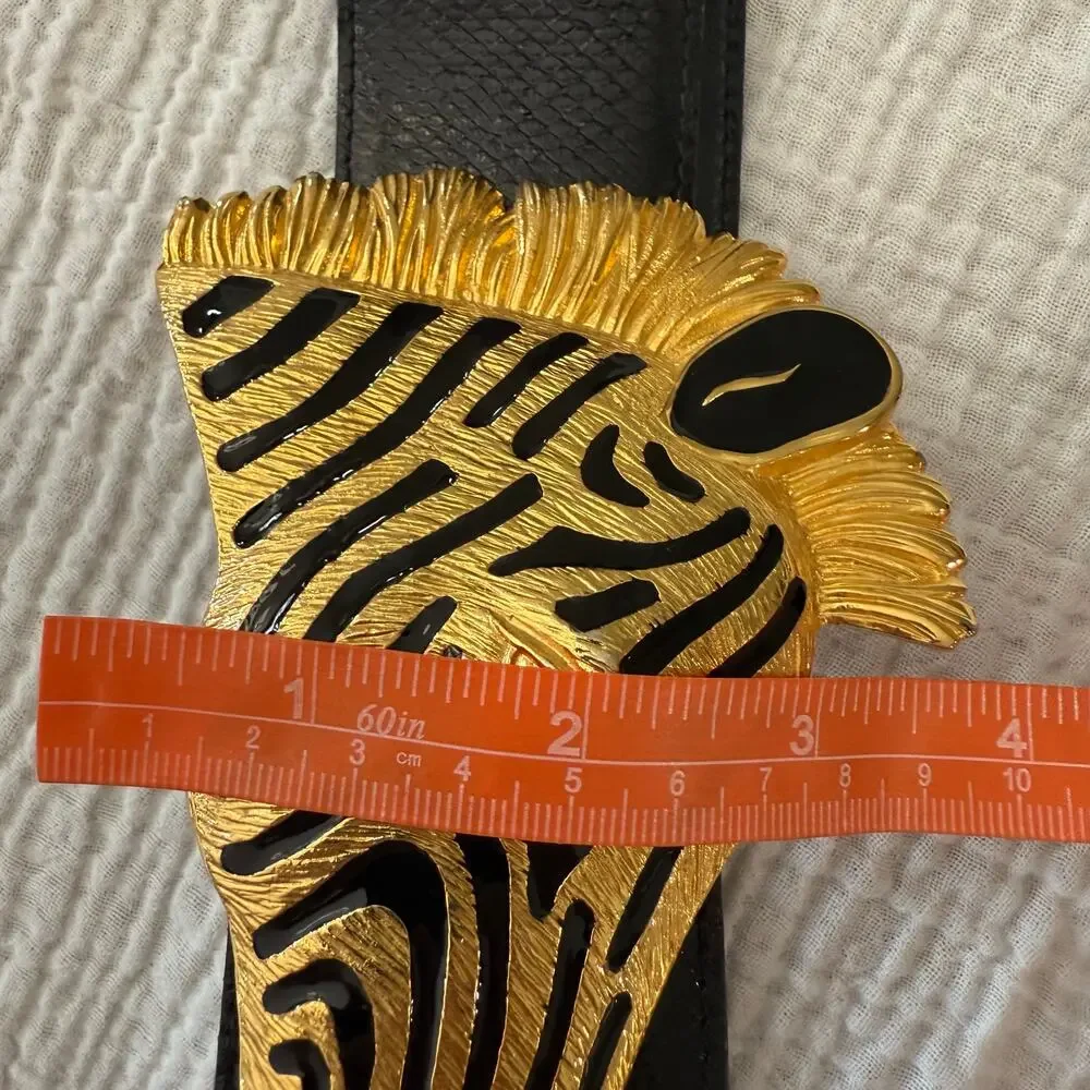 Dotty Smith Belt Size 28 - 32 Genuine Snake Belt Large Zebra Head Buckle - Picture 11 of 12